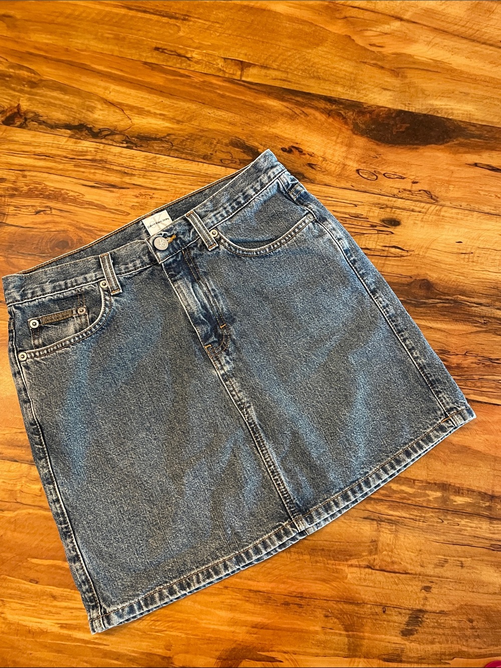 Calvin Klein Denim A-Line Mini Skirt - Blue Sz 7 Small